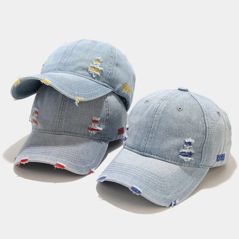 Vintage Washed Denim Cap – Unisex Street Style Snapback