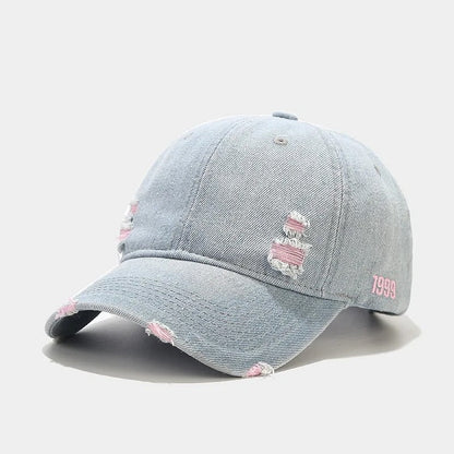 Vintage Washed Denim Cap – Unisex Street Style Snapback