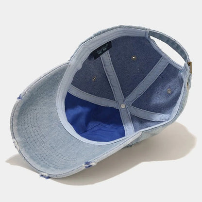 Vintage Washed Denim Cap – Unisex Street Style Snapback
